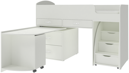 Кровать-чердак КарИВи Малыш 6 Белый  Белый