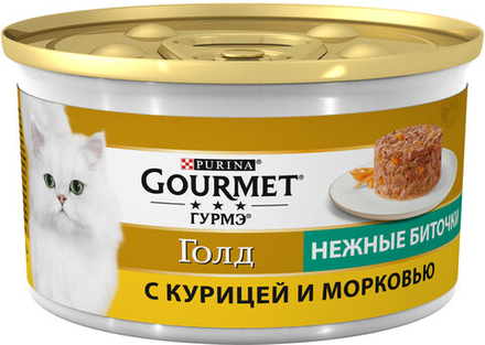 Gourmet Голд, Нежные биточки с курицей и морковью, 85 гр.
