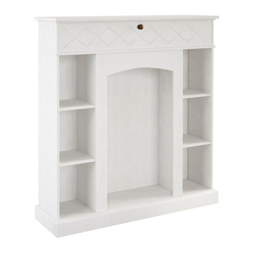 Камин-стеллаж Абау 1 ящик с подсветкой, белый