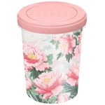 Банка с завинчивающейся крышкой "Asti" 1л с декором "Сад пионов" (розовый)