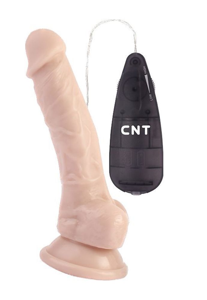 Телесный вибратор Super Realistic Vibrating Dildo - 18,5 см.