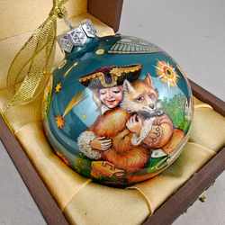 Шар новогодний (круговая роспись Палех) Маленький принц - 4 в футляре