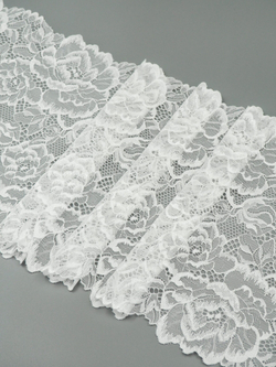 Эластичное кружево теплое белое ширина 21 см