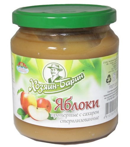 Яблоки протертые с сахаром 480г. Хозяин-Барин