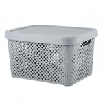 Корзина для хранения с крышкой Plast Team Stockholm, 15 л серый шторм