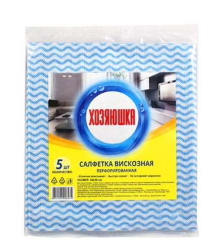 Салфетка "Хозяюшка" вискозная перфорированная 34х38мм 5шт Sellwin PRO