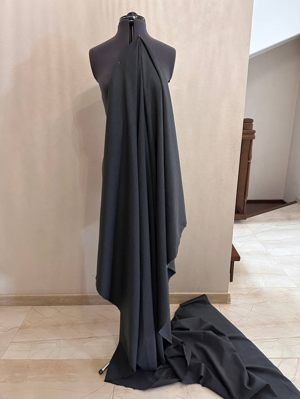 Костюмно-плательная однотонная шерсть (Marzotto, 100%шерсть, Серый базальт, 152, 250 гр/м2)