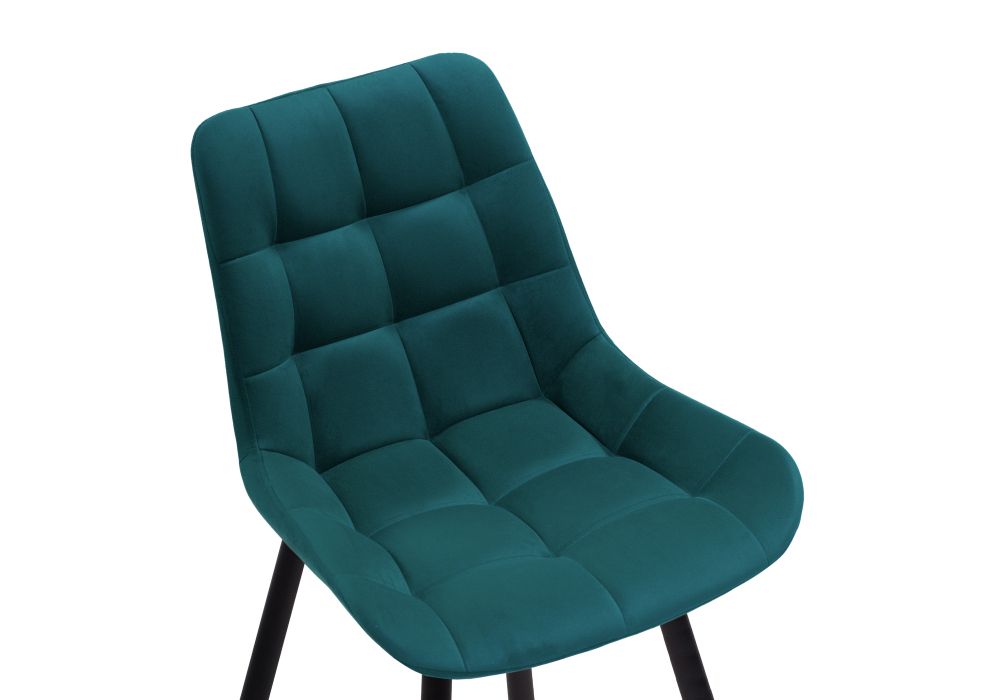 Стул на металлокаркасе Челси велюр морская волна / черный