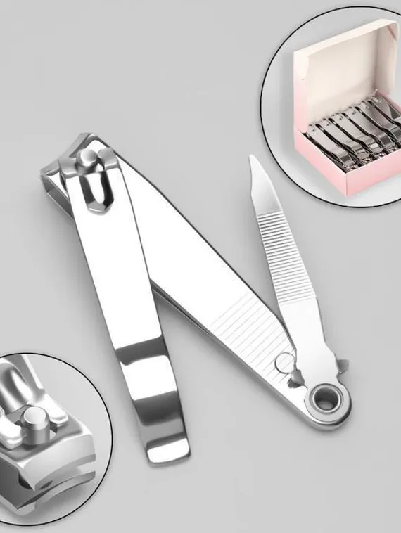 Кусачки-книпсер педикюрные, с пилкой, 7,6 см, фасовка 12 шт в коробке, цвет серебристый