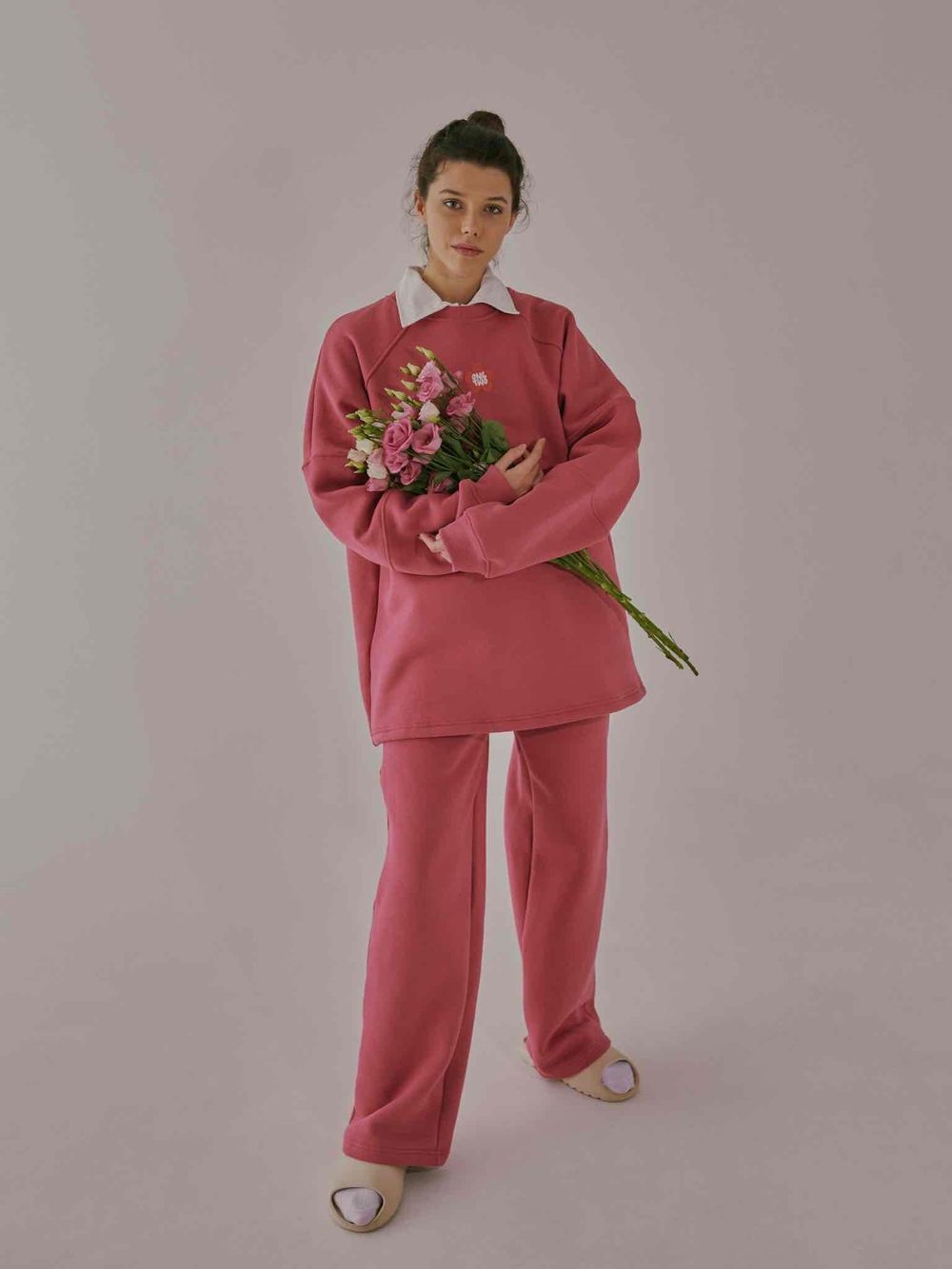 Толстовка One Two Garden Реглан с начесом роза барокко