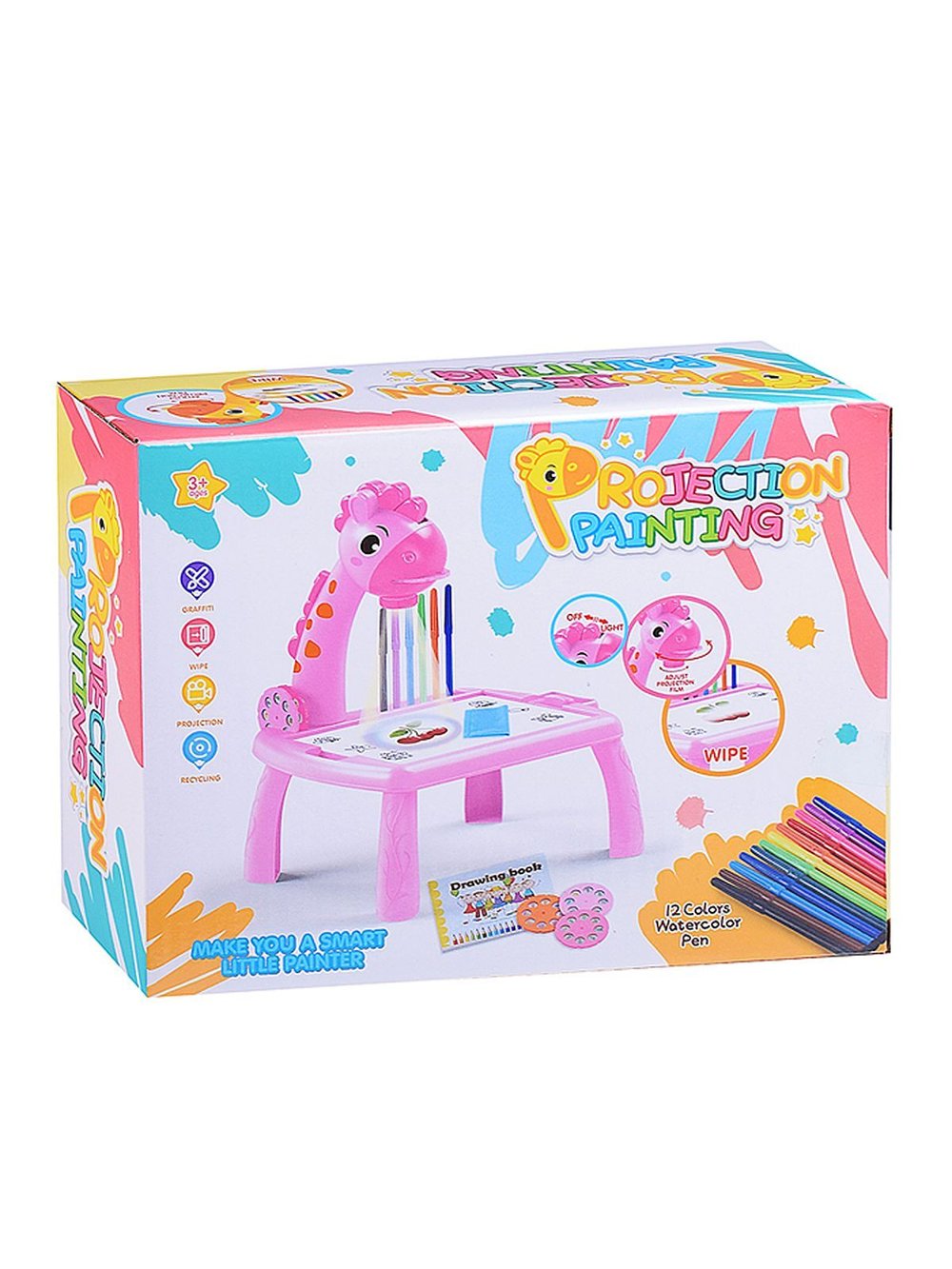 Доска для рисования Жираф с проектором (RFY222-6) розовая