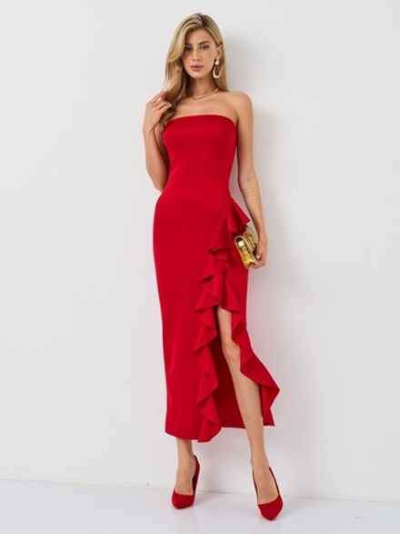 Платье длинное с воланом