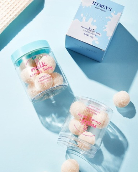 Сахарный скраб для тела в шариках с молоком, 140г