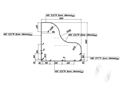 Столешница для OSTIN Стол компьютерный правый Остин (ясень шимо светлый)