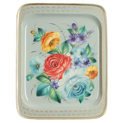 Жостовский поднос декоративный, размер 33х26 см (A13), металлический