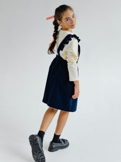 Сарафан из микровельвета с крылышками темно-синего цвета