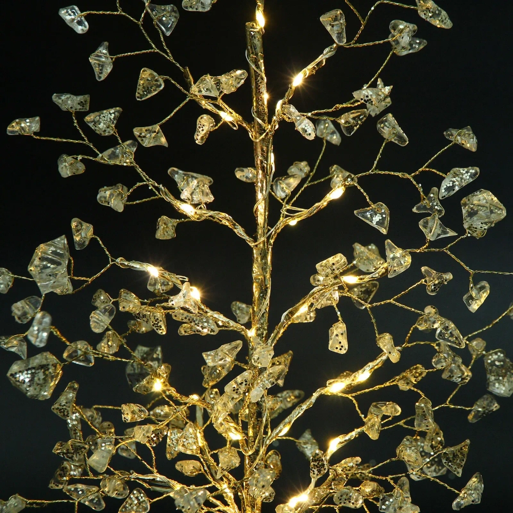 Дерево декоративное «Хрустальный закат» 50 см (работает от батареек), Прозрачный (свечение- Теплый белый)