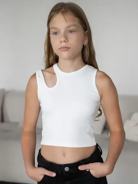 Летний кроп топ трикотажный детский