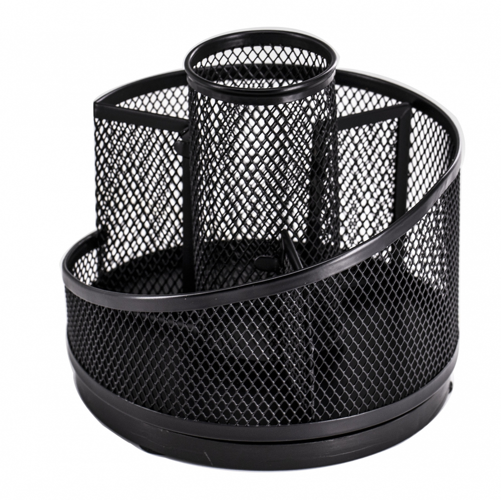 Подставка-органайзер д/канцтоваров, Alingar, металлическая, 14,2*14*13,6 см, 4 отделения, черная, вращается