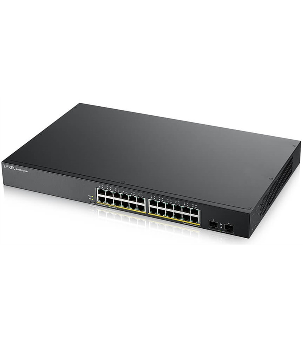 Smart L2 коммутатор PoE+ Zyxel GS1900-24HPv2, rack 19", 24xGE PoE+, 2xSFP, бюджет PoE 170 Вт