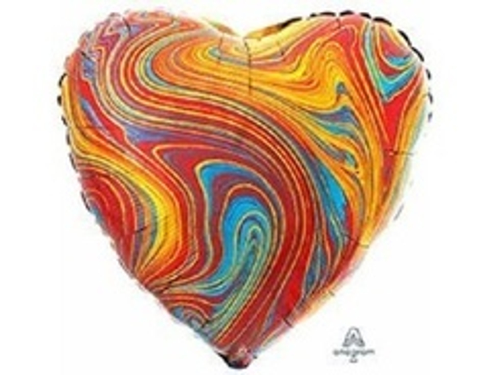 А 18" Сердце, Мрамор Colorful, 1 шт.