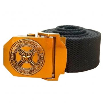 Ремень брючный с эмблемой ЧВК Вагнер (два меча, звезда и крест) (мет. пряжка)