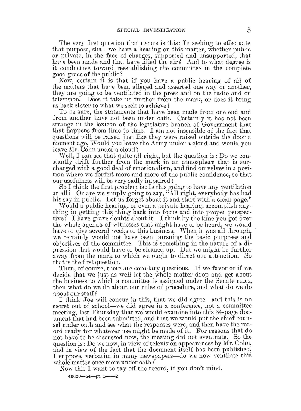 Hearings before the Special Subcommittee on Investigations of the committee on government operations United States Senate. Part 1 | Committee on Government Operations