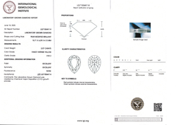 Лабораторно-выращенный бриллиант груша 10.71 х 6.39 х 4.13 мм Fancy INTENSE YELLOW/VVS2 2.07 ct