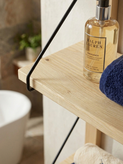 Полка настенная, 80х19х176, Алина, для ванной, стеллаж деревянный, MAKOSA