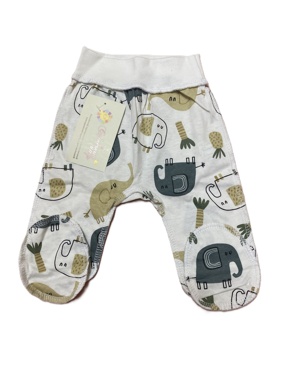 Ползунки пояс рибана из кулирки (100% хлопок) швы наружу на рост 56см