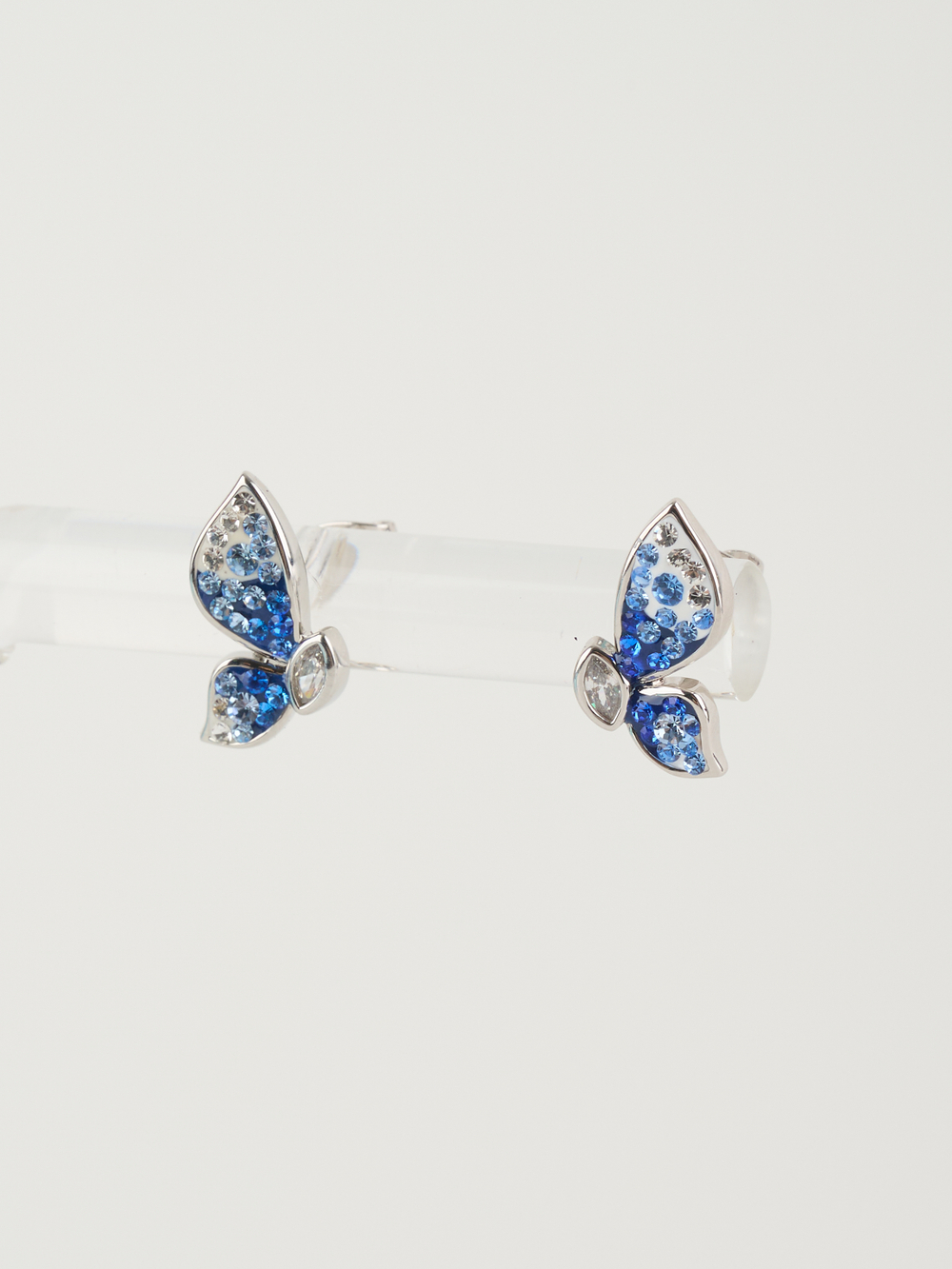 Серьги Голубая бабочка с кристаллами Swarovski