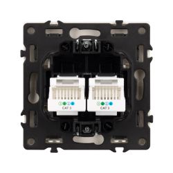 Механизм сдвоенной телефонной розетки SCT-NOBE-MTL2-SFPL-IS (RJ-11, 4C) (Arlight, Никель) 061890