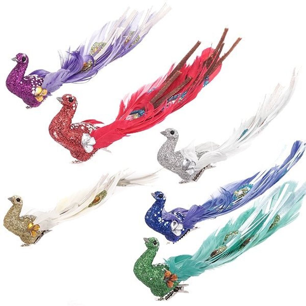 GAEM Изделие декоративное "Птичка" на клипсе, L16 W3 H4,5 см, 6в.