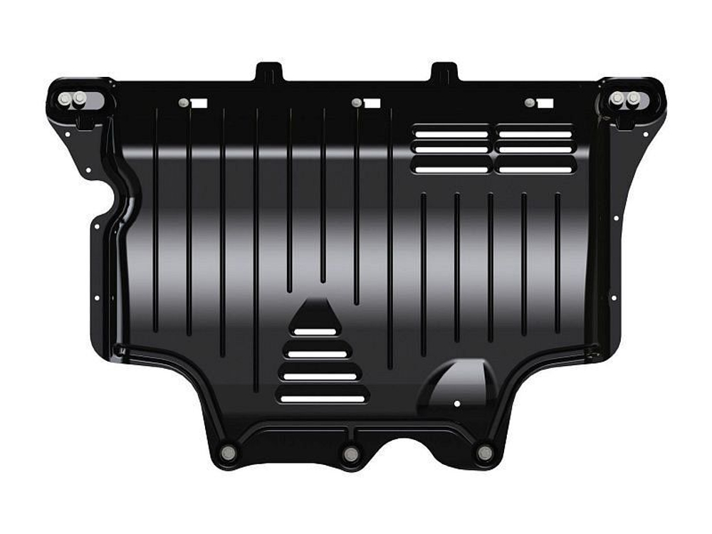 Защита картера двигателя, КПП (1,8 мм, сталь) для Skoda Kodiaq 2017-2023 (V = 1.4TSI; 2.0 TSI; 2.0TDI), Volkswagen Tiguan 2016-2024 (V = 1.4; 2.0 MT/AT; 2.0TD AT), Audi Q3 2019- (V = 1.4 AT FWD), Volkswagen Taos 2021- (V = 1.4) Sheriff.02.3492 V1