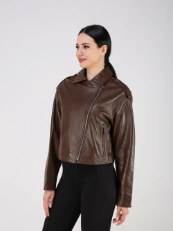 Кожаная куртка демисезонная косуха оверсайз