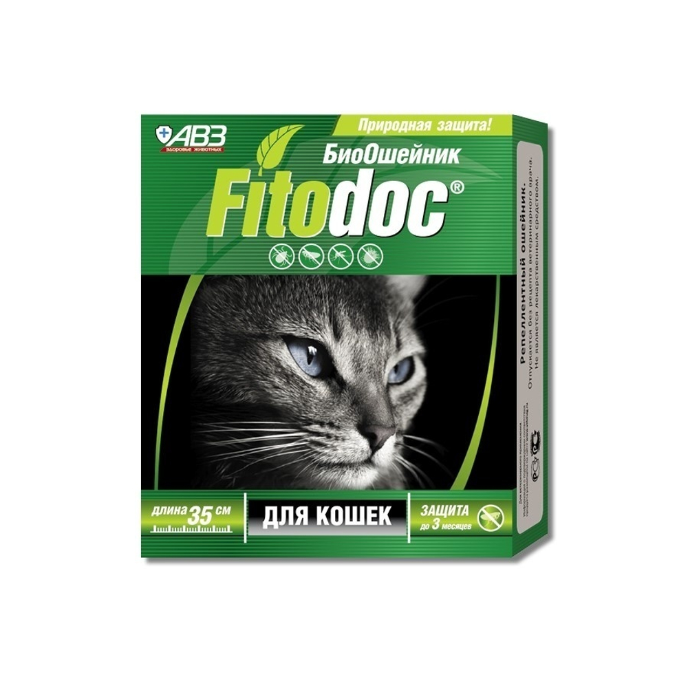 Ошейник репеллентный био от блох, клещей и вшей для кошекАВЗ Fitodoc, 35 см