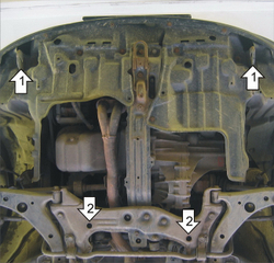 Усиленная защита Motodor картера двигателя, кпп. 2 мм, сталь. для Toyota Corolla 1995-2000,Toyota Sprinter Carib 1995-2001 арт.02510