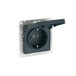 ATLASDESIGN РОЗЕТКА с заземлением со шторками с крышкой,16А,IP20, мех.,быстрозажим. клем., ИЗУМРУД