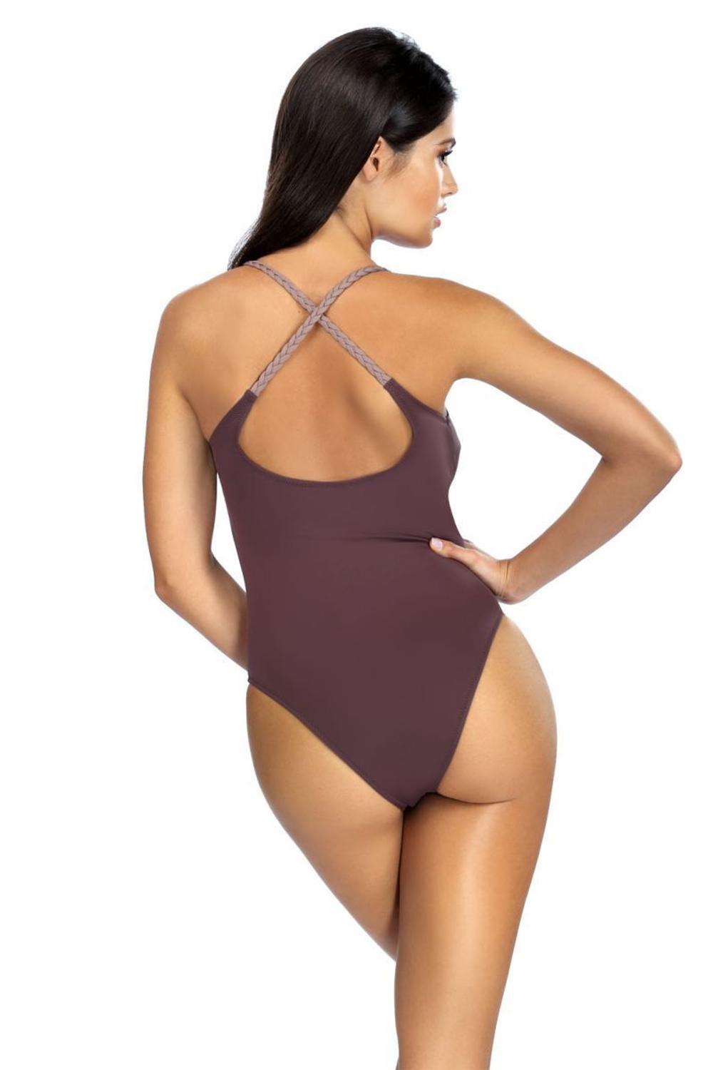 Совместный купальник с перекрещивающимися на спине бретелями-косами (Размер: 75/38) (Цвет: черный)