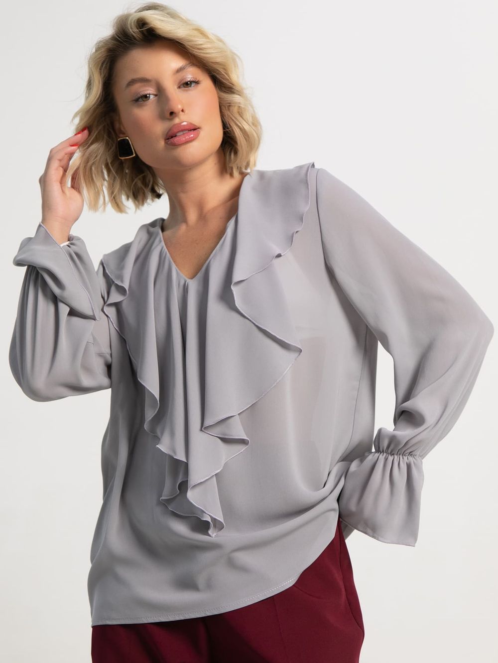 Блуза шифоновая Вэнси (серая) Б15658-8М LT Collection
