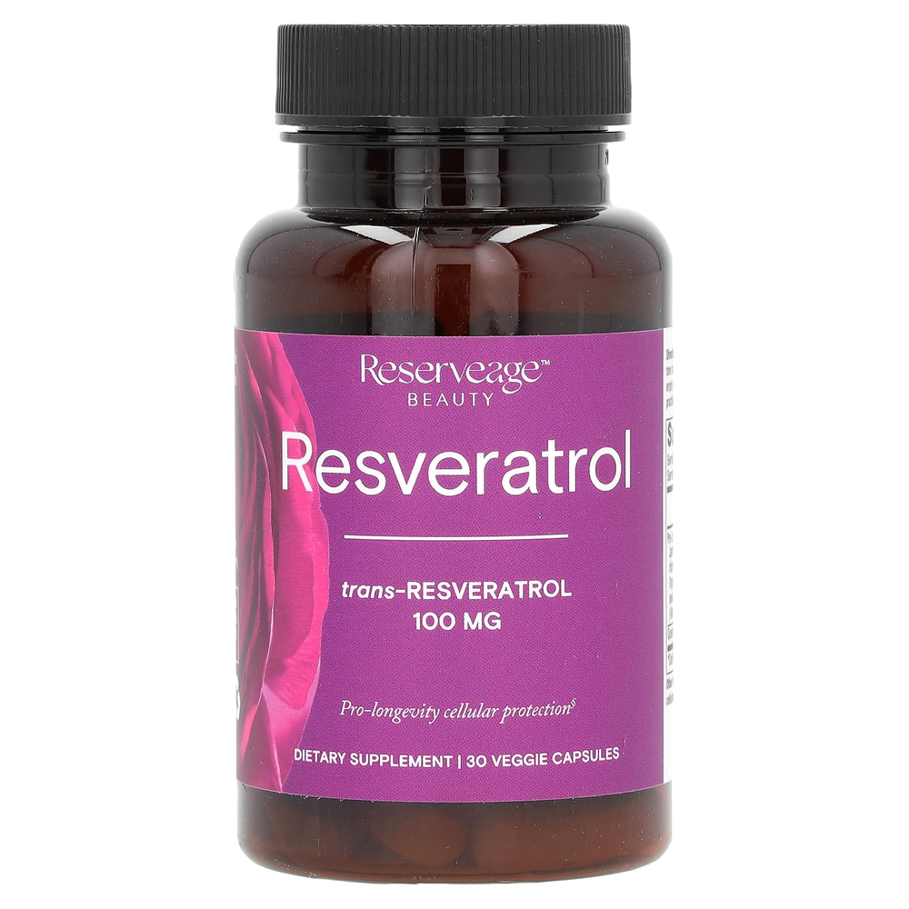 Reserveage Beauty, Ресвератрол, 30 растительных капсул