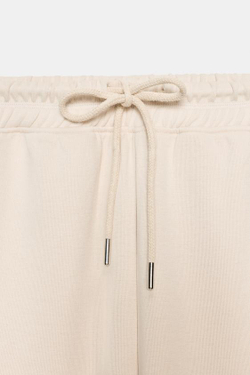 ZARA БРЮКИ ИЗ ТРИКОТАЖА ИНТЕРЛОК С ЭФФЕКТОМ ПОТЕРТОСТИ, ЭКРЮ