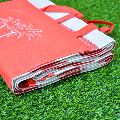 Коврик пляжный 120*170см циновка, цвет красный/белый