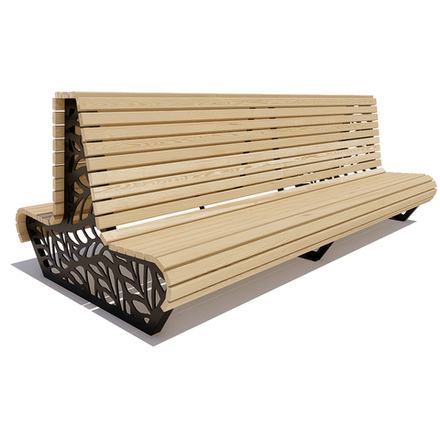 Двухсторонняя скамейка стальная "Ялта" лиственница 2,0м, без подлокотников, лак