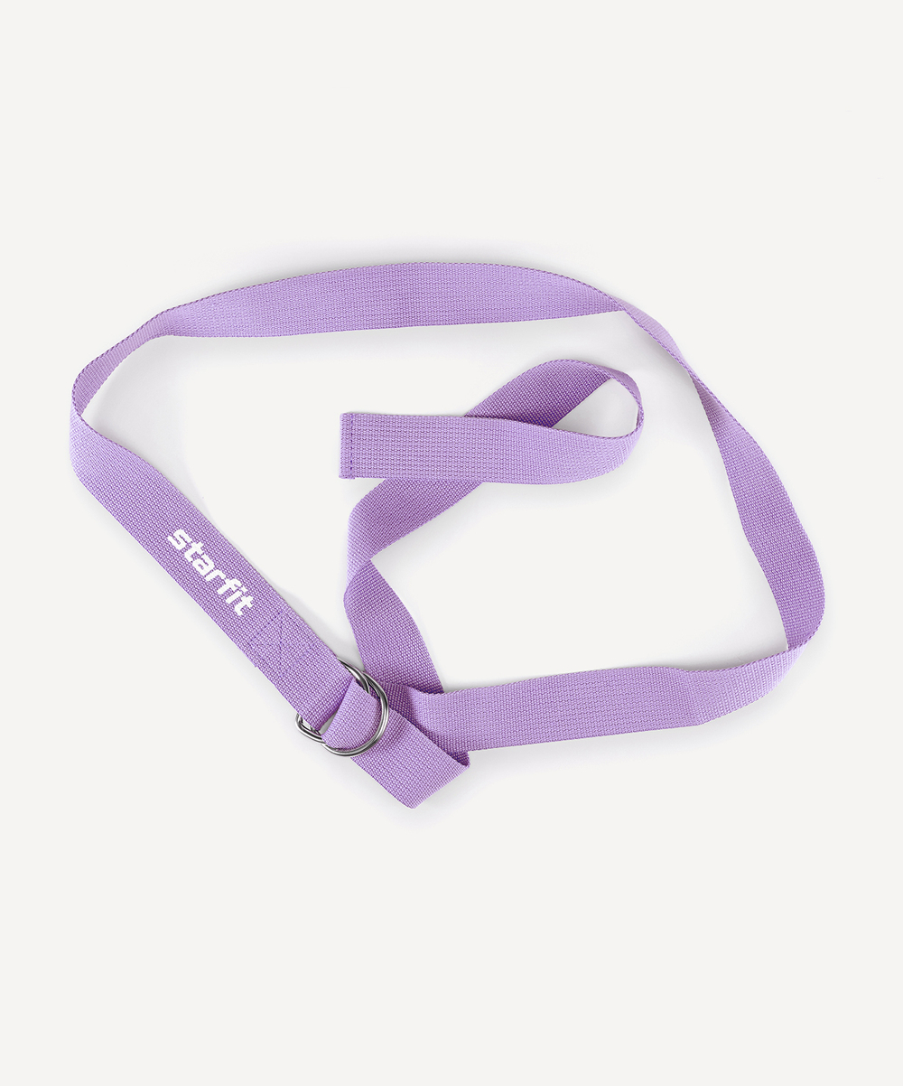 Ремень для йоги YB-100 183 см, хлопок, фиолетовый пастель