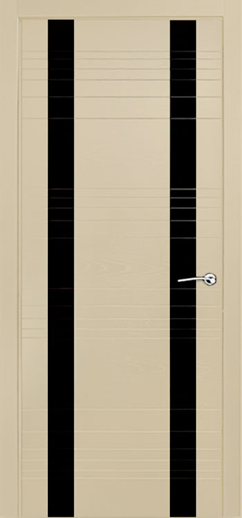 Межкомнатная дверь V-III / Цвет Капучино / Остекление "Лакобель черное" / Двери Верда