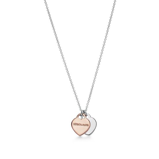 Подвеска Tiffany & Co. Double Heart Tag Pendant в серебре и розовом золоте