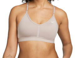 ТОП теннисный Nike Indy Bra V-Neck - diffused taupe/diffused taupe/white