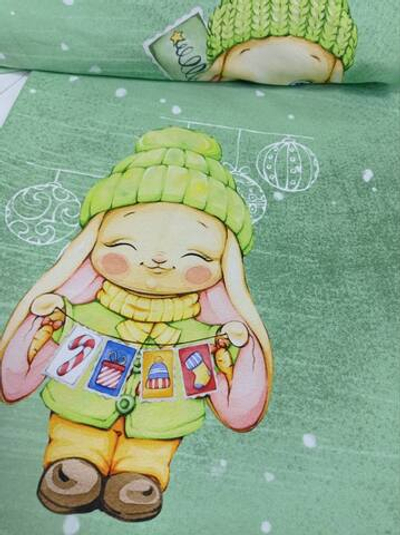 Футер (панель). Зайчики на зеленом, №3