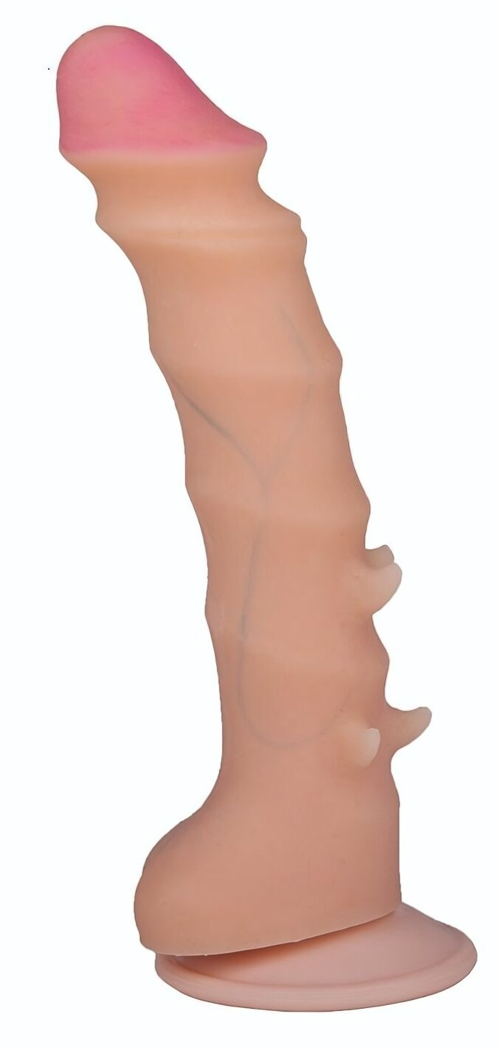 Фаллоимитатор REAL Standard с шипами - 21 см. (Цвет: телесный)